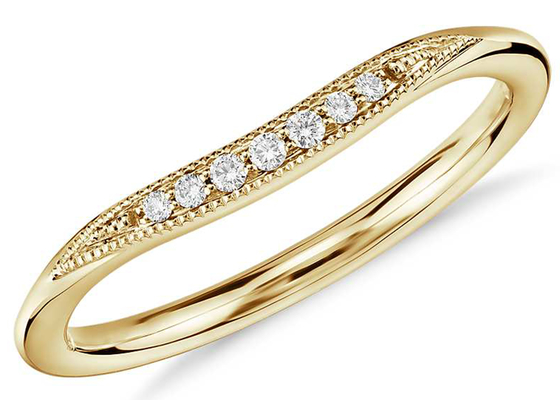 Anel de ouro 14K amarelo delicado minúsculo, tamanho de Diamond Stacking Rings 2mm 1.5mm 1.3mm