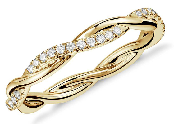 garra do tamanho da faixa da joia 3.8mm-4.3mm do ouro amarelo da relação 14K da torção 0.44ct que ajusta o tipo