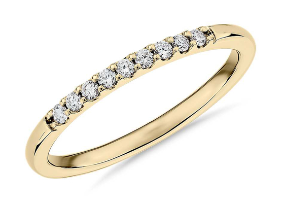 Fishtail empilhável de 0.44ct Diamond Rings Yellow Gold 1.8mm que ajusta o tipo