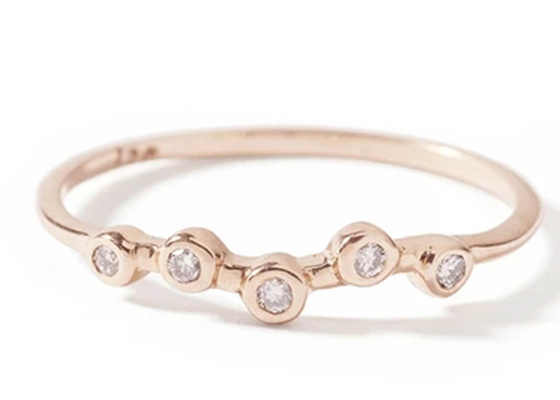 Joia minúscula Diamond Ring do ouro amarelo de 0.10ct 14K para o tamanho da faixa do casamento 1.5mm-2.5mm