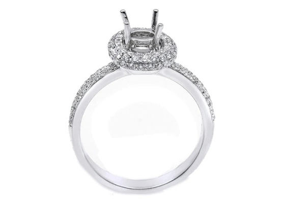 anel da joia da montagem do ouro 18k branco semi com os diamantes 0.45ct naturais de 1-1.1mm