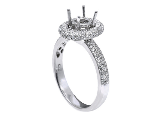 anel da joia da montagem do ouro 18k branco semi com os diamantes 0.45ct naturais de 1-1.1mm