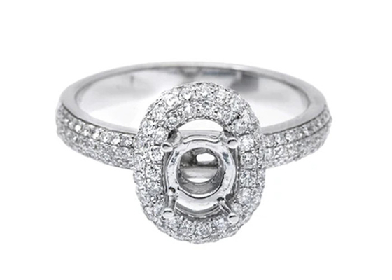 anel da joia da montagem do ouro 18k branco semi com os diamantes 0.45ct naturais de 1-1.1mm