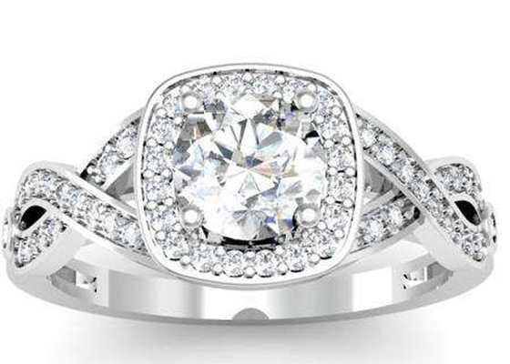 os anéis de montagem do ouro 14k branco de 0.38ct 1.3mm semi amortecem o corte para o aniversário