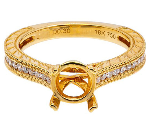 O círculo real de Diamond Semi Mount Jewelry Ring dá forma ao diâmetro 1.6-1.7mm 0.61ct