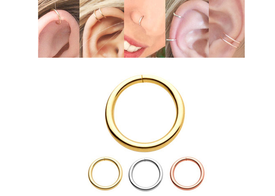 anel perfurando 1/4inches 5/16inches 3/18inches do ouro 14k para a orelha do bordo do nariz