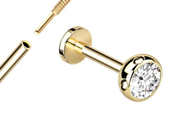 Os brincos perfurando da joia do corpo estéril do ouro parafusam o diâmetro 3×3mm do estilo