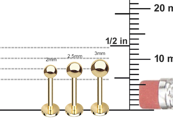 Brincos da cartilagem do ouro do OEM 14k, comprimento perfurando do brinco 5mm 8mm 10mm do corpo