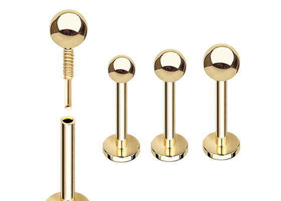 Brincos da cartilagem do ouro do OEM 14k, comprimento perfurando do brinco 5mm 8mm 10mm do corpo