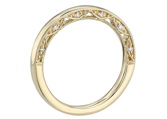 Dimensão clássica do anel de ouro 9K 0.12ct 1.3MM com diamante natural