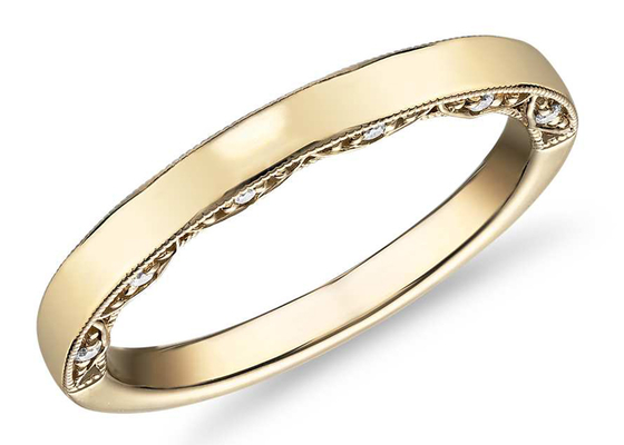 Dimensão clássica do anel de ouro 9K 0.12ct 1.3MM com diamante natural