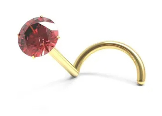 Perfuração do nariz do ouro do parafuso 18K com 1.5mm-3mm Garnet Stone natural