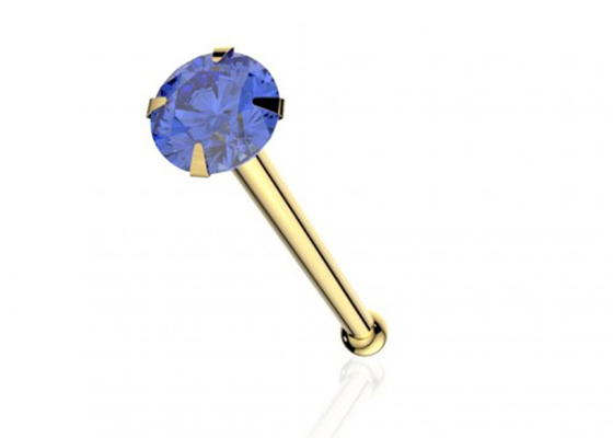 nariz do ouro 18K de 1.25-3.0mm que perfura o ODM do OEM com pedra natural
