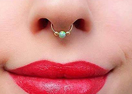 A aro do diâmetro 8mm cheira perfurando, nariz Ring With do ouro branco 3 partes do ODM de Opal Stones