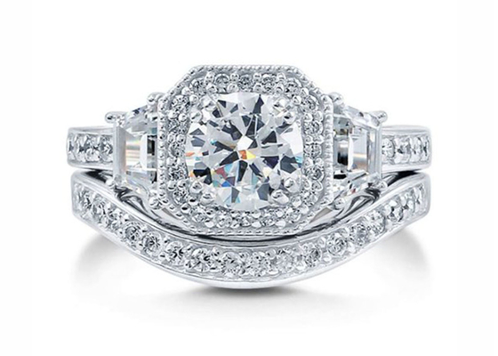 Corte de 6.5MM 1ct Diamond Engagement Wedding Rings Round para o aniversário