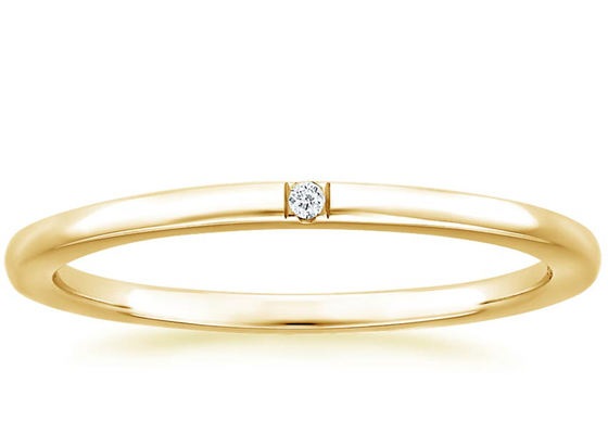 Tamanho minúsculo da faixa da joia 0.04ct 2.0mm-2.3mm do ouro amarelo do diamante 14K do solitário