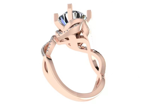 Corte redondo brilhante do ODM 18K Rose Gold Ring 9mm para o presente de casamento
