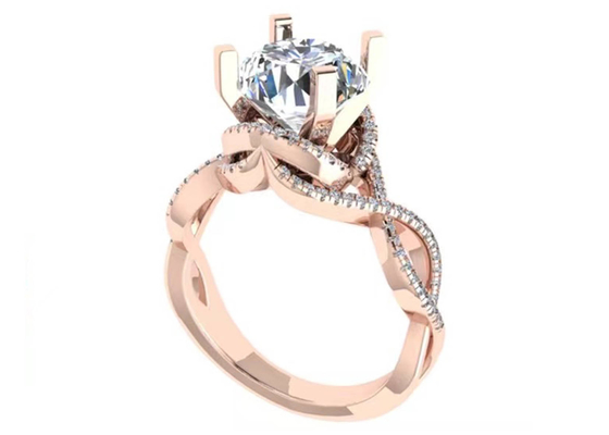 Corte redondo brilhante do ODM 18K Rose Gold Ring 9mm para o presente de casamento