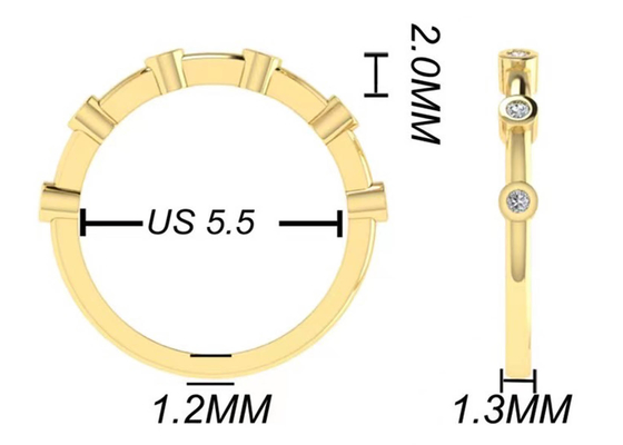 6pcs OEM do corte de círculo dos diamantes 18k Rose Gold Ring 1.5mm para o acoplamento