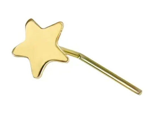 o nariz liso do ouro da estrela 18K de 3mm que perfura L dá forma à espessura de 0.6mm