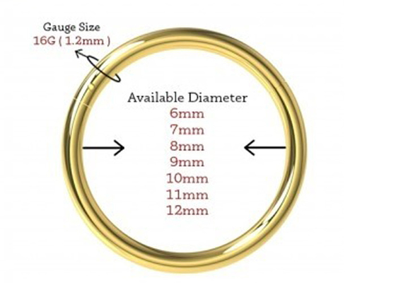 Dimensão perfurando articulada do clássico 6-12mm do nariz do ouro do segmento 18K