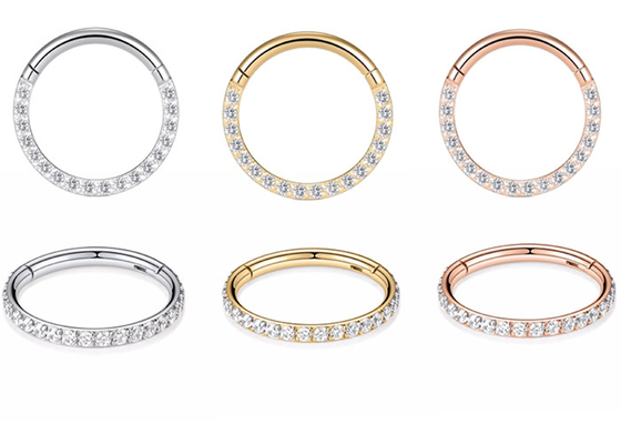 Parafuso prisioneiro do nariz do ouro 18k do diâmetro 9mm 11mm, diamantes naturais de Ring Piercing With 0.14ct do nariz