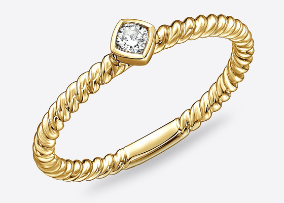 Anel quadrado do septo do ouro maciço do diamante 14k, anel 1.0mm×10mm da narina da aro