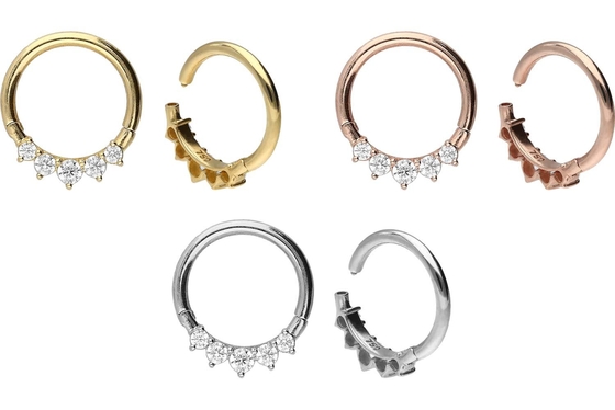 A garra exterior articulada cirúrgica do Clicker 5 do ouro 14K ajustou o tipo Hypoallergenic