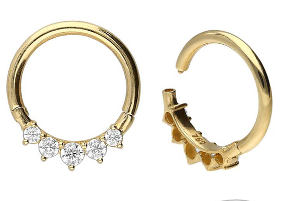 A garra exterior articulada cirúrgica do Clicker 5 do ouro 14K ajustou o tipo Hypoallergenic