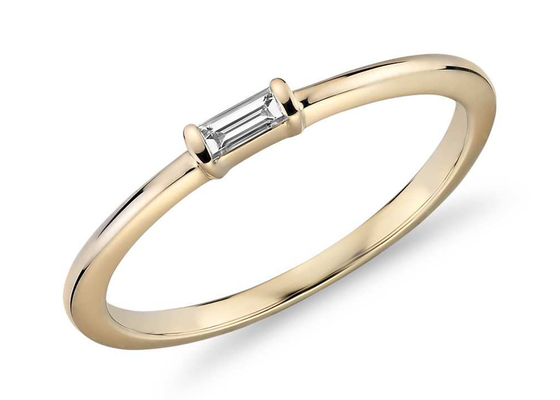 Dente do peso 0.11ct do anel de ouro 2.0×4.0MM do corte 9K do Baguette que ajusta o tipo