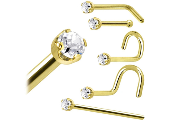 O ODM 18k Rose Gold Nose Ring, cheira o diamante natural de Pin With 1.5-2.5mm da perfuração