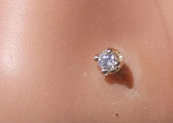 O ODM 18k Rose Gold Nose Ring, cheira o diamante natural de Pin With 1.5-2.5mm da perfuração