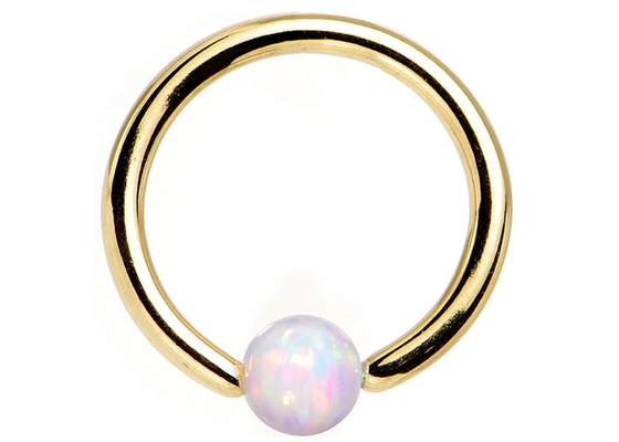 Perfuração do nariz do ouro da aro 18K com Opal Inner Diameter natural 8-12mm