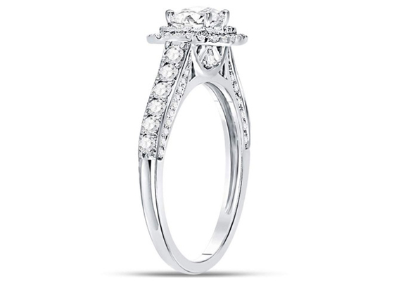 a joia do ouro maciço de 3.65g 14K, 0.8ct esquadra o ouro branco Diamond Rings das mulheres