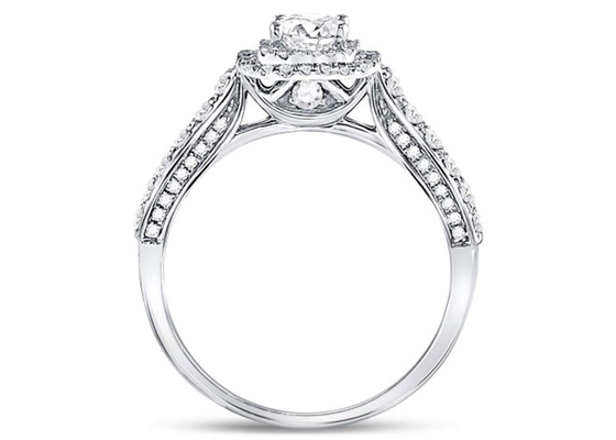 a joia do ouro maciço de 3.65g 14K, 0.8ct esquadra o ouro branco Diamond Rings das mulheres