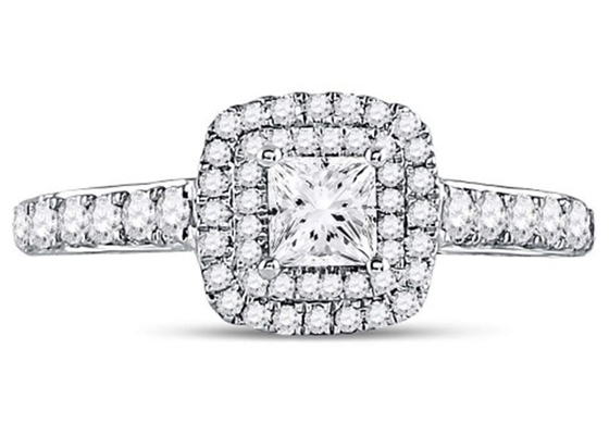 a joia do ouro maciço de 3.65g 14K, 0.8ct esquadra o ouro branco Diamond Rings das mulheres