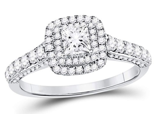 a joia do ouro maciço de 3.65g 14K, 0.8ct esquadra o ouro branco Diamond Rings das mulheres