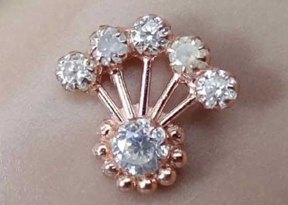 diamante 0.05ct de 18K Rose Gold Nose Ring With para o ODM diário do OEM do desgaste
