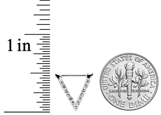 Anel do septo do ouro branco do triângulo do OEM com os diamantes de 0.1ct 1.3mm