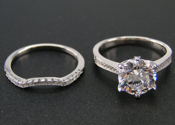 Corte brilhante Diamond Ring 1.25CT do círculo 1PCS, 18k ouro branco Ring Set For Women