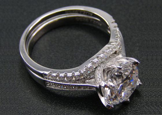 Corte brilhante Diamond Ring 1.25CT do círculo 1PCS, 18k ouro branco Ring Set For Women