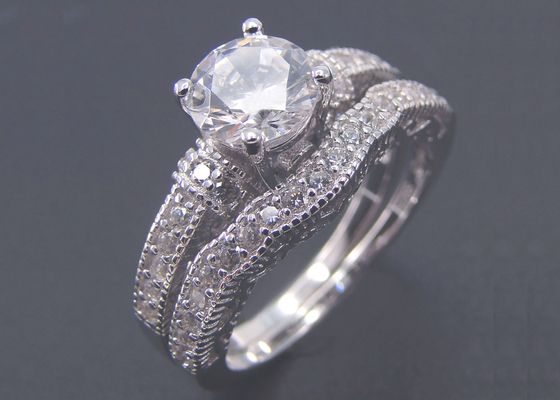 ODM do OEM da forma de Diamond Engagement Wedding Rings Round de 2 quilates