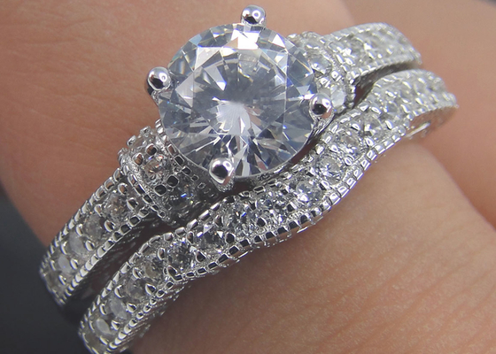 ODM do OEM da forma de Diamond Engagement Wedding Rings Round de 2 quilates