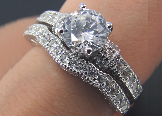 ODM do OEM da forma de Diamond Engagement Wedding Rings Round de 2 quilates