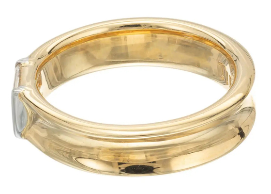 joia Diamond Wedding Ring do ouro maciço da pedra 14K do solitário de 0.58ct 6x4MM