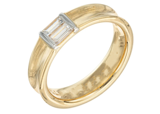 joia Diamond Wedding Ring do ouro maciço da pedra 14K do solitário de 0.58ct 6x4MM