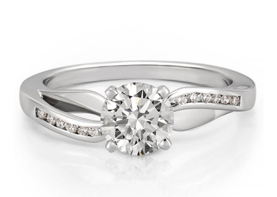 Joia Diamond Ring do OEM do ODM, casamento Ring Round Cut do ouro 14k branco