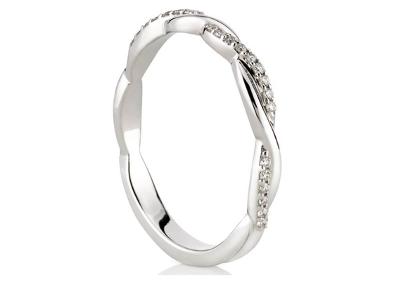 ODM real do corte de círculo de Diamond Jewellery Ring 0.3ct do ouro 14K branco para o acoplamento