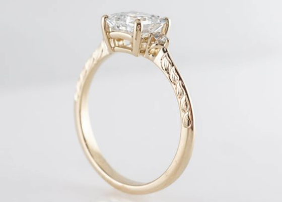 estilo clássico do anel de noivado 1.29ct de 14K Rose Gold Asscher Cut Diamond