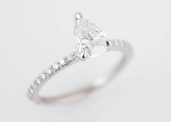 A pera real de Diamond Jewellery Ring 1.33ct do ouro branco cortou o picosegundo 6×8mm para o acoplamento